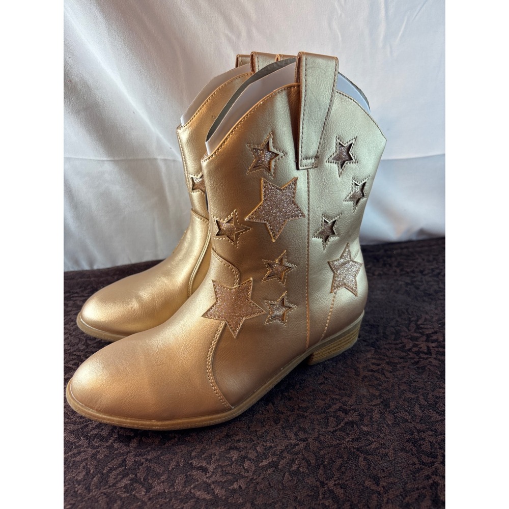 Thereabouts Sienna Rose Gold Metallic Star Western Boots Kids Size 4M New